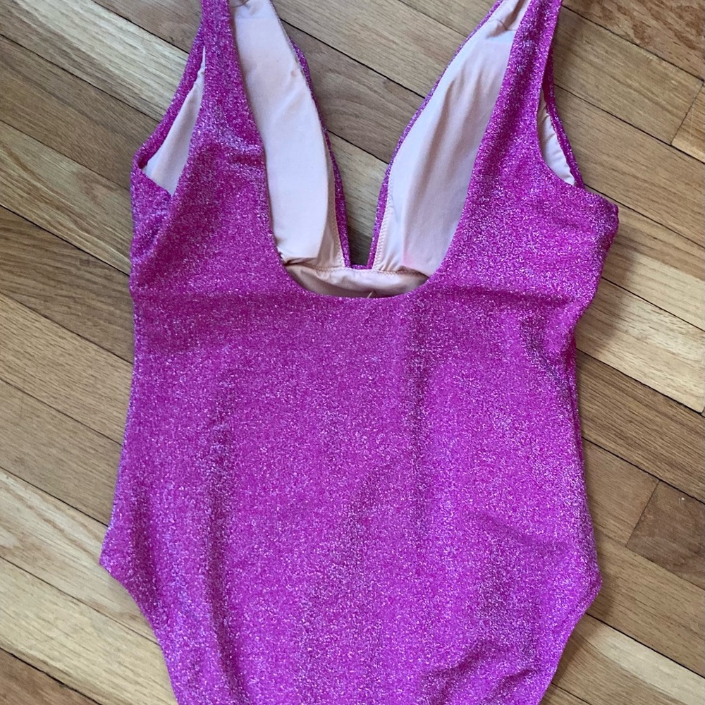 J. Crew Glitter Pink Halter One-Piece - Picture 3 of 6